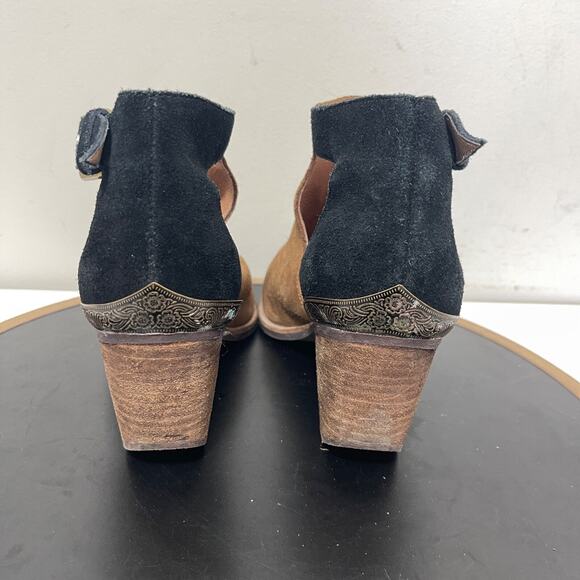 Jeffrey Campbell Cutout Ankle Boots Women 8.5 Brown Black Suede Western‎ - Picture 8 of 13